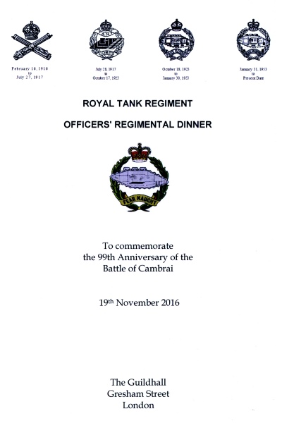Royal Tank Regiment Dinner - The Crypts at Guildhall, London, Nov 2016