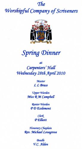 Scriveners Company Spring Dinner 2010