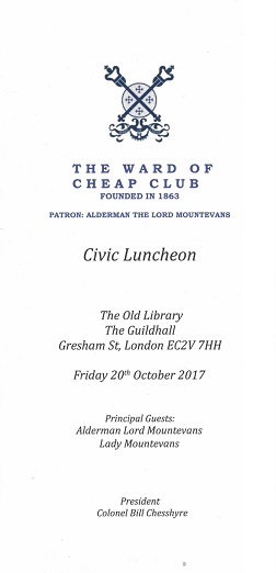 The Ward of Cheap Club October 2017