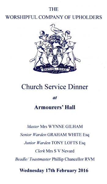 Upholders Company - Church Service Dinner, Feb 2016