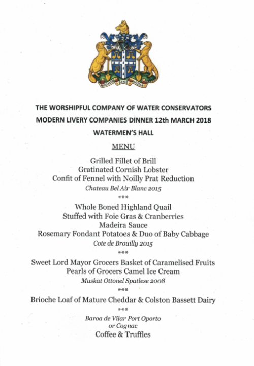 Water Conservators Luncheon at Watermen's Hall - March 2018
