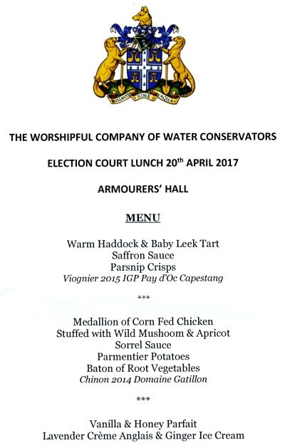 Water Conservators Luncheon at Armourers Hall - April 2017