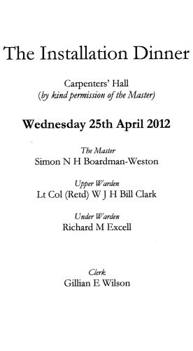 Woolmen Company Installation Dinner - April 2012