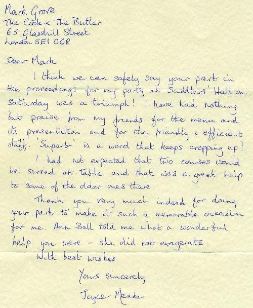 Thank you letter, May 2006